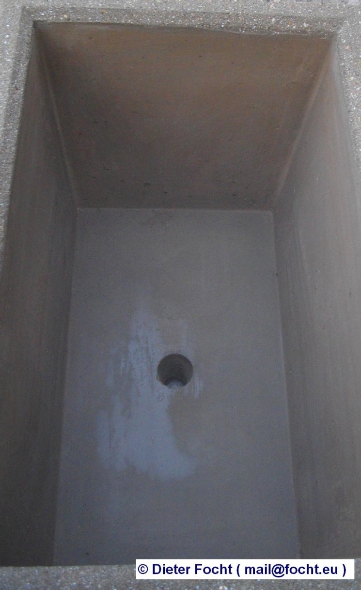 Glatte Innenw&auml;nde und Wasserablauf