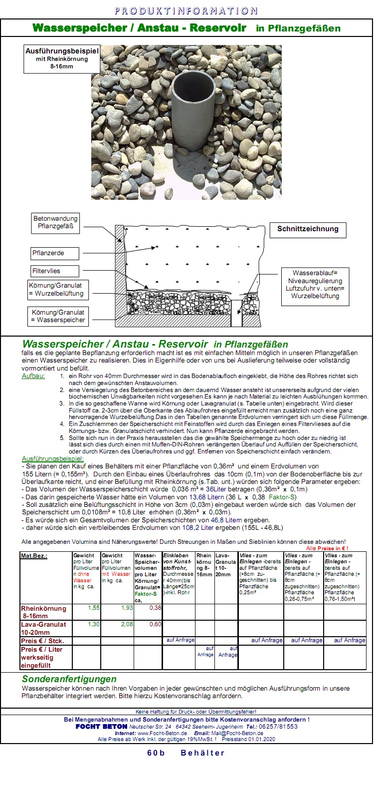 Wasserspeicher / Wassereservoir Anstaurohr /Schnittzeichnung /Ausf&uuml;hrungsbeispiele