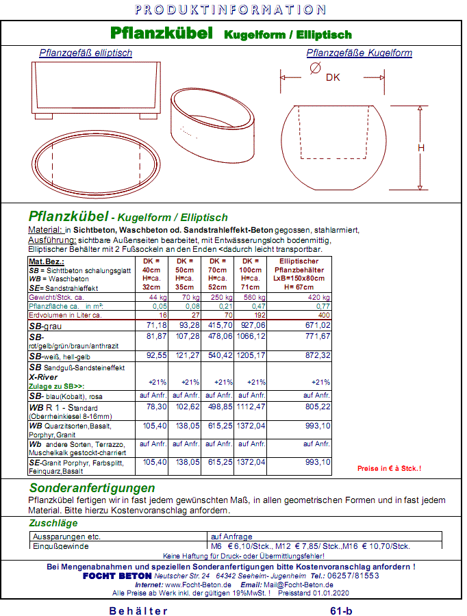 Pflanzk&uuml;bel Kugelform / elliptisch / Anfahrschutz