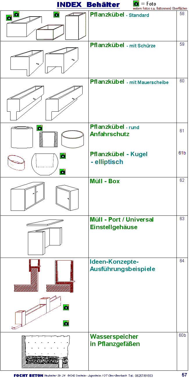 Index Pflanzgef&auml;&szlig;e Beh&auml;lter Betongeh&auml;use in vielen Ausf&uuml;hrungen -auch in Ma&szlig;anfertigung - Preise