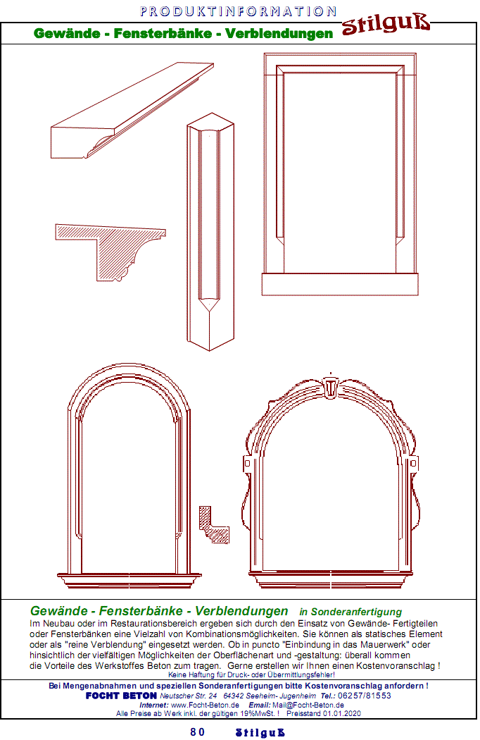 Gew&auml;nde Fensterb&auml;nke Verblendungen Beton Sanierung Neubau