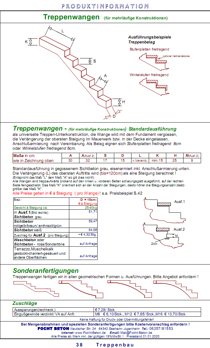 Treppenwange Ma&szlig;anfertigung , Wangen Sichtbeton